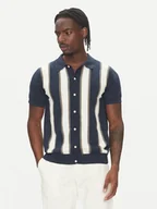 Swetry męskie - Lindbergh Kardigan 30-804062 Niebieski Relaxed Fit - miniaturka - grafika 1