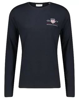Koszulki męskie - GANT Męski T-Shirt Reg Medium Archive Shield Ls T, czarny, XXL - grafika 1