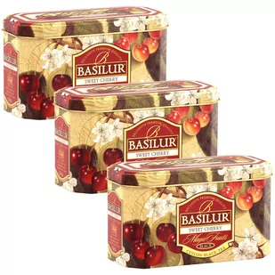 BASILUR SWEET CHERRY czarna herbata cejlońska w saszetkach, w ozdobnej puszce 20x2 g x3 - Herbata - miniaturka - grafika 1