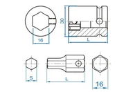 Bity - BIT UDAROWY DO UCHWYTU 16mm HEX 17mm King Tony - miniaturka - grafika 1
