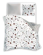 Pościel - POŚCIEL satynowa Lastryko biała/jasny-beż- 200x200 - miniaturka - grafika 1