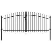 Ogrodzenia - vidaxl Brama dwuskrzydłowa z ozdobnymi grotami, 300 x 150 cm - miniaturka - grafika 1