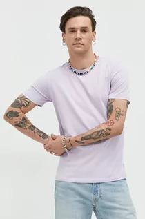 Koszulki męskie - Jack & Jones t-shirt bawełniany JJEORGANIC kolor fioletowy gładki 12156101 - grafika 1