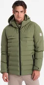 Kurtki męskie - Kurtka męska Ombre Zimowa kurtka męska z odpinanym kapturem - oliwkowa V1 OM-JAHP-0150 S - miniaturka - grafika 1