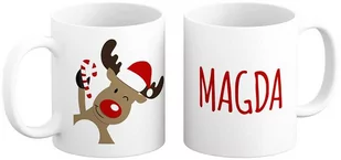 Kubek Świąteczny Renifer + imię Prezent Boże Narodzenie na Mikołaja - Gadżety dla niej i dla niego - miniaturka - grafika 1