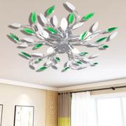 Lampy sufitowe - Vida Lampa wisząca z akrylowymi kryształowymi liśćmi zieleń+biel V-241478 - miniaturka - grafika 1