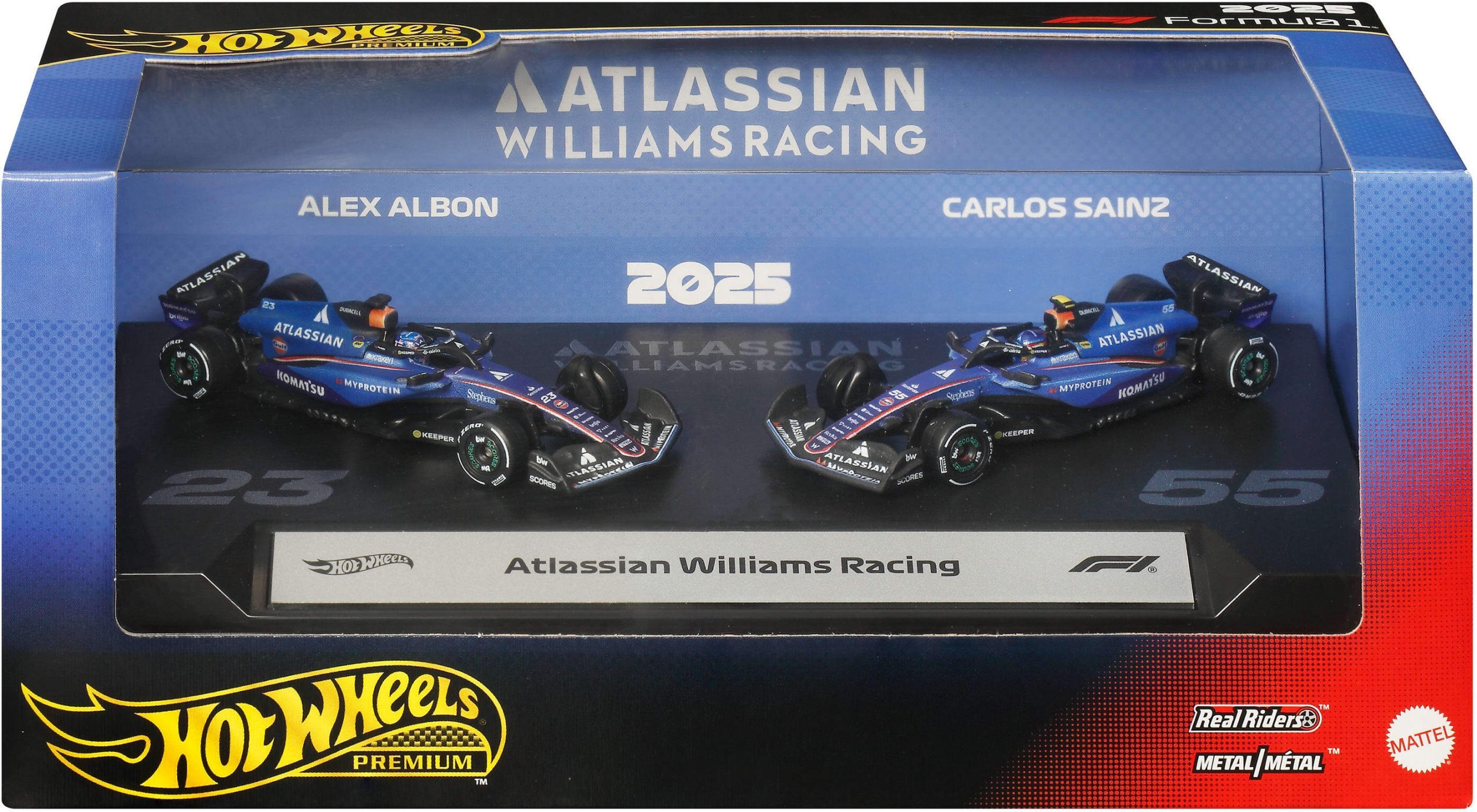 Mattel Hot Wheels Premium F1 Williams Carlos Sainz i Alexander Albon bolidy 2 szt. JMM98