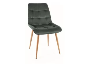 Krzesło tapicerowane do jadalni CHIC D VELVET zielone/dąb SIGNAL - Krzesła - miniaturka - grafika 1