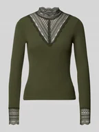 Koszulki i topy damskie - Bluzka z długim rękawem o kroju slim fit z mieszanki wiskozy model ‘TILDE’ - miniaturka - grafika 1