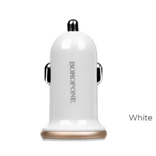 Borofone - ładowarka samochodowa 2x USB, biały - Ładowarki do telefonów - miniaturka - grafika 1