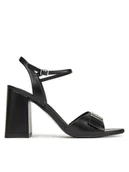 Sandały damskie - Calvin Klein Sandały Heel Sandal 85 W/Ck Hw - Lth HW0HW02485 Czarny - miniaturka - grafika 1