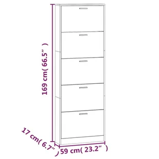 Lumarko Półka na buty, przydymiony dąb, 59x17x169 cm - Szafki na buty Lumarko Półka na buty, przydymiony dąb, 59x17x169 cm - Szafki na buty - miniaturka - grafika 11