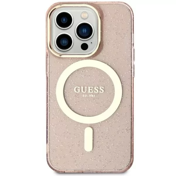 Guess GUHMN61HCMCGP iPhone 11 / Xr 6.1" różowy/pink hardcase Glitter Gold MagSafe