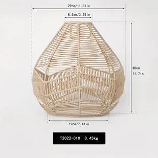 TEMU Ręcznie Tkany Klosz Lampy - Nowoczesny Geometryczny Wzór, Wiszące Oświetlenie z Naturalnych Włókien do Dekoracji Jadalni i Restauracji - Inne - miniaturka - grafika 1