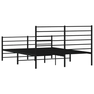 Metalowa rama łóżka z wezgłowiem i zanóżkiem, czarna, 140x200cm Lumarko! - Inne meble do sypialni - miniaturka - grafika 9