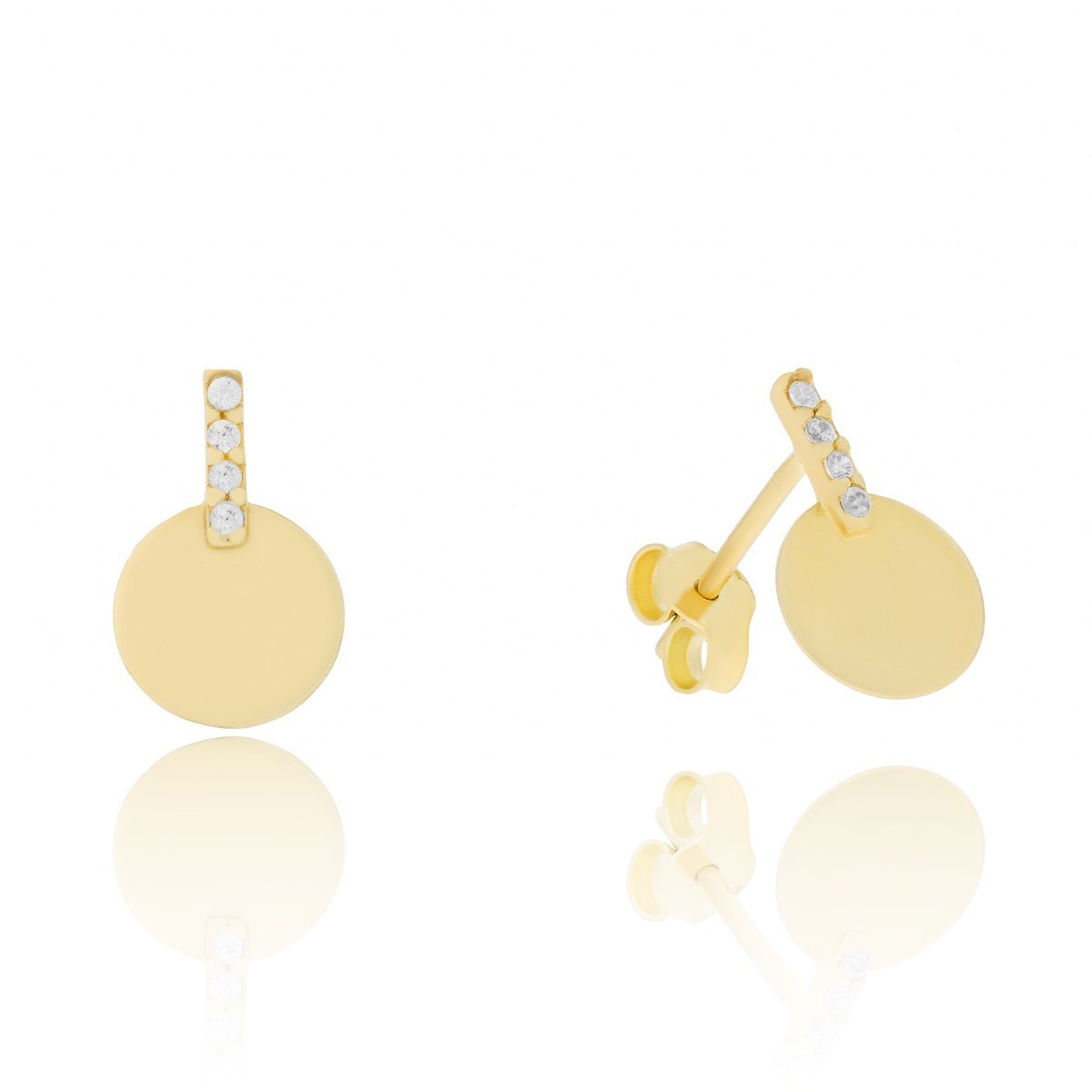 Złote kolczyki okrągła blaszka na sztyfcie pr. 333