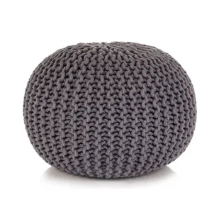 vidaXL Puf z ręcznie dzierganym pokryciem z bawełny, 50x35 cm, szary - Pufy i podnóżki - miniaturka - grafika 1