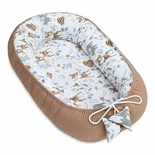 Ochraniacz Niemowlęcy Noworodek 90X50 Cm - Kokon Ręcznie Robiony Dwustronny Bawełniany Wafelek Z - Babynest Jelonek Brązowy - Łóżeczka i kojce - miniaturka - grafika 1