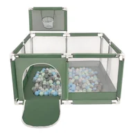 Łóżeczka i kojce - Selonis Boisko KK-100X z piłeczkami 6cm zielony: perła-szary-transparent-babyblue-mięta 125x125x105/200piłek Zabawka kojec - miniaturka - grafika 1