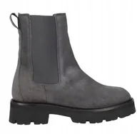 Botki damskie - MARC O'POLO SZARE BOTKI SKÓRZANE NA PŁASKIEJ PODESZWIE 36 T7C - miniaturka - grafika 1