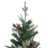 Choinki - vidaXL Choinka z lampkami LED i szyszkami, zielona, 120 cm, PVC i PE - miniaturka - grafika 1