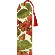 Zakładki do książek - Zakładka 146 ze wstążką Truskawki i motyle - miniaturka - grafika 1