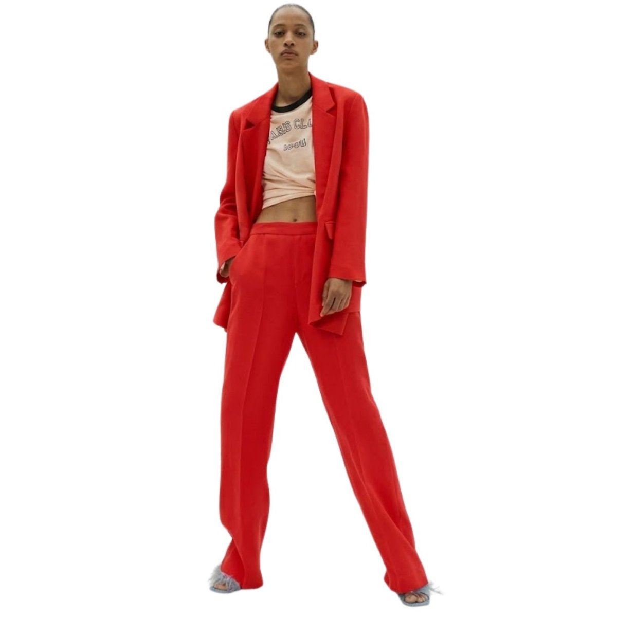 Spodnie damskie Zara Cherry Linen eleganckie czerwone w kant z lnem-XS