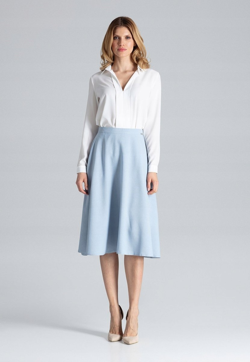 Elegancka SPÓDNICA rozkloszowana KRYTY ZAMEK niebieska XL