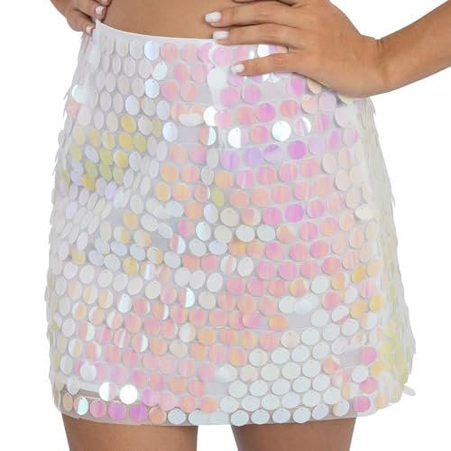 Chaks – spódnica z cekinami dla dorosłych, błyszcząca mini spódniczka jako dodatek do kostiumu na festiwal i karnawał, strój imprezowy