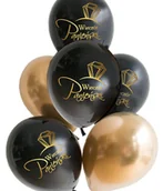 Balony i akcesoria - Balony czarne Studniówka Bal Maturalny złote shiny - miniaturka - grafika 1