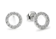 Kolczyki - Srebrne kolczyki rodowane kółeczka z cyrkoniami - miniaturka - grafika 1