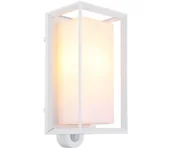 Lampy ogrodowe - Globo 31982WS - Kinkiet zewnętrzny z czujnikiem LOGANA 1xE27/60W/230V IP44 biały - miniaturka - grafika 1