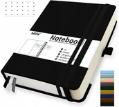 Zeszyty szkolne - Notatnik A5 360 Stron 100 G/M² Dziennik W Kropki Twarda Okładka Czarny - miniaturka - grafika 1