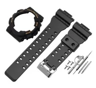 Akcesoria do smartwatchy - 2W1 Opaska Pasek + Etui Casio G-Shock Ga-100 Ga-110 Gd-100 G-8900 Czarna (Złoty Napis) - miniaturka - grafika 1