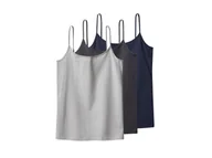 Koszulki i topy damskie - esmara® Podkoszulki damskie z bawełną, 3 sztuki (Granatowy/szary, XL(48/50)) - miniaturka - grafika 1