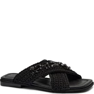 Klapki i japonki damskie - INUIKII Klapki WOVEN CROSSED STONES z dodatkiem skóry - miniaturka - grafika 1