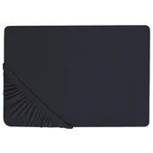 Prześcieradła - Bawełniane prześcieradło z gumką 200 x 200 cm czarne JANBU - miniaturka - grafika 1