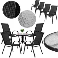 Meble ogrodowe - Zestaw mebli ogrowowych stół okrągły i 4 krzesła metalowe czarne komplet ogrodowy - miniaturka - grafika 1