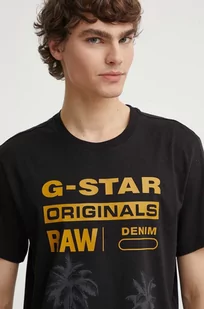 G-Star Raw t-shirt bawełniany męski kolor czarny z nadrukiem D24681-336 - Koszulki męskie - miniaturka - grafika 1