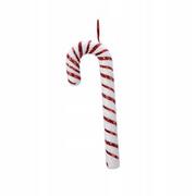 Bombki - Zawieszka świąteczna laska cukrowa z brokatem biała czerwona 52cm - miniaturka - grafika 1