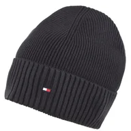 Czapki damskie - Czapka zimowa Tommy Hilfiger Beanie Pima Cotton black domieszką kaszmiru - miniaturka - grafika 1