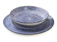 Talerze - Komplet obiadowy Stripes Blue 18 el. - miniaturka - grafika 1