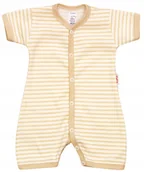 Pajacyki dla niemowląt - PAJAC KRÓTKI rękaw rampers PASKI BEŻ OWE 56 KLEKLE - miniaturka - grafika 1