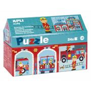 Puzzle - Apli Kids Puzzle w kartonowym domku Kids - W straży pożarnej 3+ - miniaturka - grafika 1