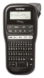 Brother PT-H110 maszyna do etykiet, drukarka etykiet P-Touch, ręczna klawiatura QWERTY, etykiety do 12 mm, w zestawie 12 mm czarna na białej taśmie kaseta - Etykiety do drukarek - miniaturka - grafika 1