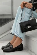 Mokasyny damskie - Czarne loafersy Grind - SAWAY - miniaturka - grafika 1