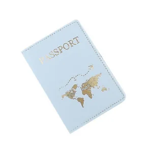 Pu Leather Passport Holder Mapa świata Thin Slim Spersonalizowany portfel podróżny Prezent Niebieski - Portfele - miniaturka - grafika 1