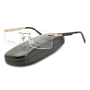 Bezramkowe prostokątne oprawki okularowe ALANIE na teleskopach STAL1 Złoty/Czarny - Okulary korekcyjne, oprawki, szkła - miniaturka - grafika 1