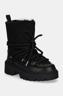 Tommy Hilfiger śniegowce REAL SHEARLING LACE-UP SNOWBOOT kolor czarny FW0FW08085 - Śniegowce damskie - miniaturka - grafika 1