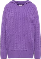 Bluzy damskie - blonda Damska bluza z kapturem z dzianiny 12419378-BL01, fioletowa, XL/XXL, liliowy, XL-XXL - miniaturka - grafika 1